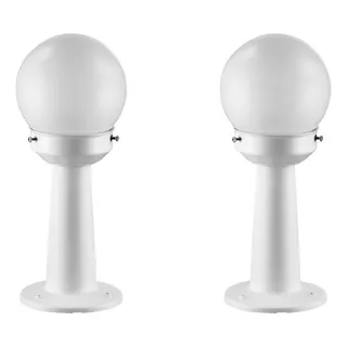 2 Luminárias De Chão Balizador Poste De Jardim Globo 551 Cor Da Estrutura Branco