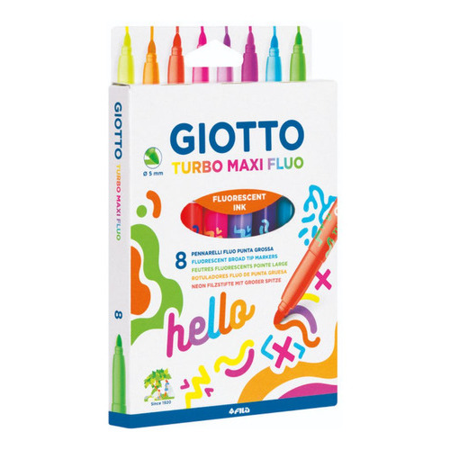 Estuche para bolígrafos Giotto Turbo Maxi Fluo Hydrocor de 8 colores