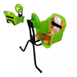 Cadeirinha Infantil Bike Ciclismo Seguro Toys Com Volante Cor Verde