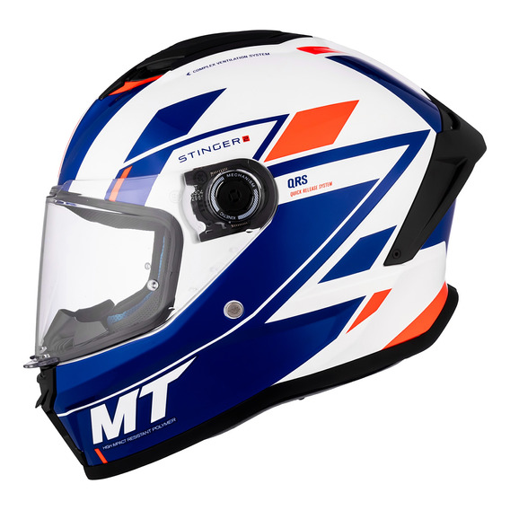 Casco Moto Integral Mt Stinger 2 Zivze E7 Blanco Brillo