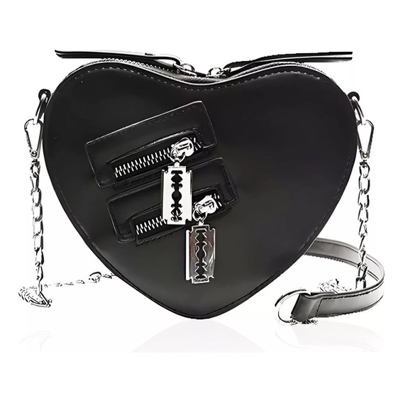 Bolso Gótico En Forma De Corazón Con Cadena