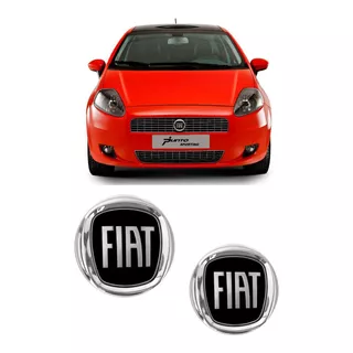 Kit 2 Emblemas Fiat Preto Punto Elx 2008/2011