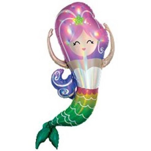 Sirena Holografico Globo Met Jumbo Fiesta Verano Alberca Sol