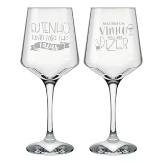 2 Taças Para Vinho Personalizada - Frase Casal