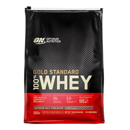 Suplemento en polvo Optimum Nutrition  Proteína Gold Standard 100% Whey proteína sabor extreme milk chocolate en bolsa de 4.53kg