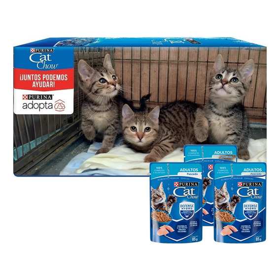 Purina Cat Chow Alimento Adulto Sabor Pescado 12 Sobres 85 G