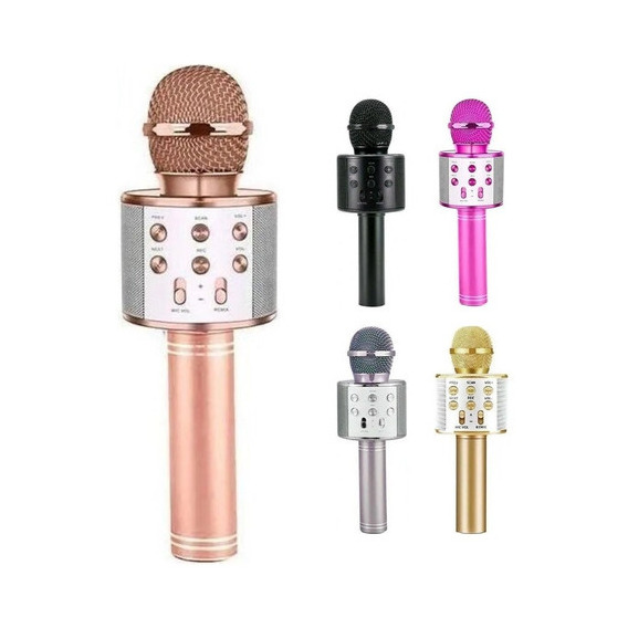 Microfono Parlante Karaoke Portatil Bluetooth Usb Eco Efecto Color Dorado/Rosa