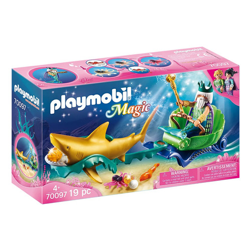 Juego Playmobil Magic Rey Del Mar Con Carruaje De Tiburón 3+ Cantidad de piezas 19
