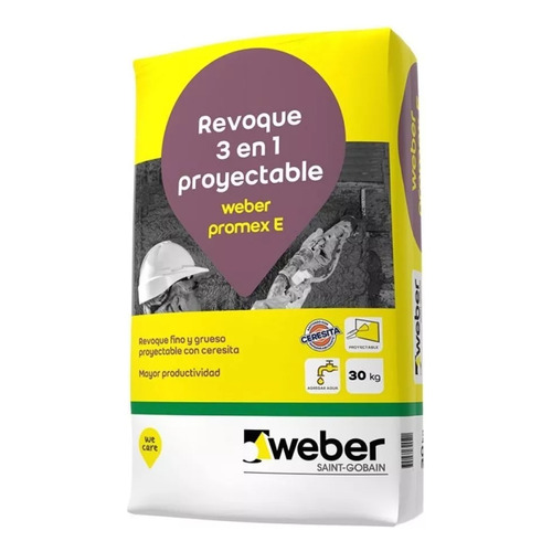 Revoque Proyectable 3 En 1 Weber Promex E 30 Kg