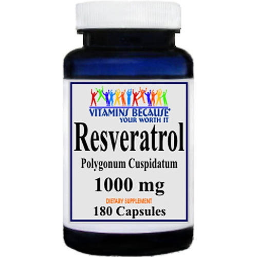 Resveratrol 1000 Mg 180 Cápsulas Vitamins Because Próstata Sabor ND