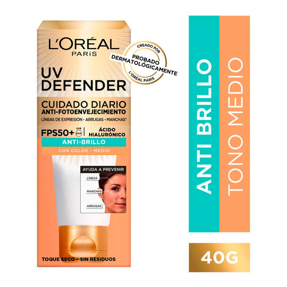 Crema Dermo Uv Defender Toque Seco Medio Fps50 L'oréal