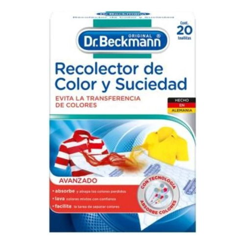 Toallitas Dr. Beckmann Recolector De Color Y Suciedad 20 Pz