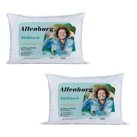 Almohada 100% Poliéster Antialérgica Lavable Set 2 Almohadas