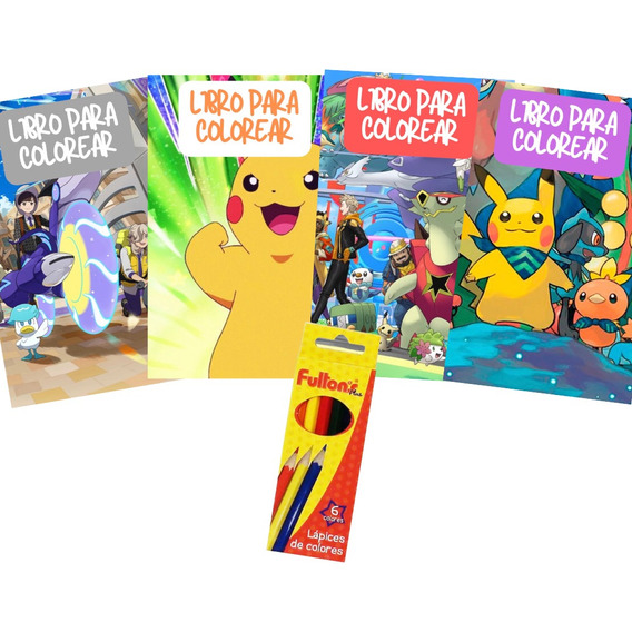 Pack Libros Para Pintar Pokemon Y Lápices