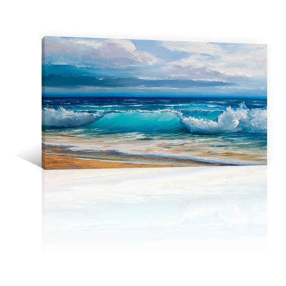 Cuadro Decorativo Pintura Impresa Canvas Playa Y Olas De Mar