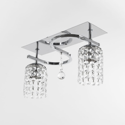 Plafon Lyon S 2 Luces Cromo Cristal Vidrio E27 Deco Moderno