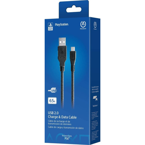 Cable De Carga Usb 2.0 Playstation 4 Powera 2m Usb A Micro B