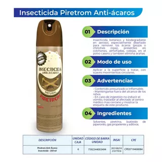 Insecticida Anti-acaros Botánico Piretrom Natural Domestico