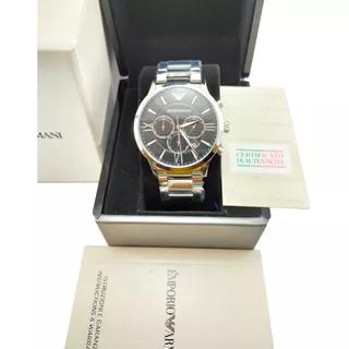 Reloj Emporio Armani Cronometro Acero Inox Plateado Hombre