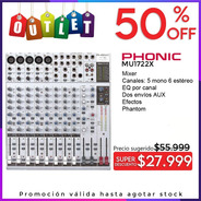 Consola Mixer Phonic Mu1722x 11 Canales Efectos Leer Outlet