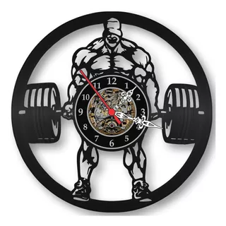 Relógio Academia Musculação Strongman Disco Vinil Decoração