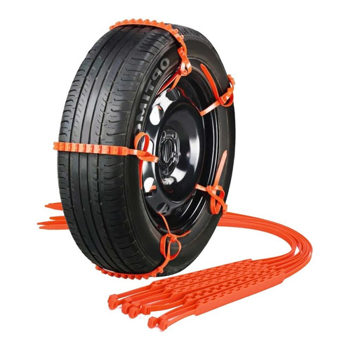 Precintos De Tracción Nieve Barro Cadenas Reutilizables X 10 Color Naranja