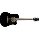 Guitarra Electroacústica Fender Fa125 Ce Negra, Dreadnought Color Black Orientación De La Mano Derecha