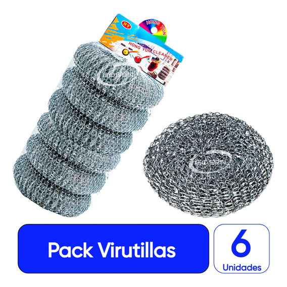 Pack 6 Esponjas Virutillas De Alambre Ollas Platos Cocina