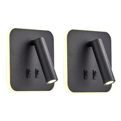 Pack X 2 Aplique Cabecera Con Tecla Cuadrado Focus Negro Ld Negro