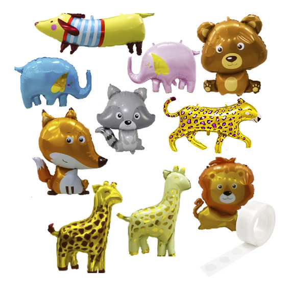 Set Globos N9 Animalitos Metalico X10 Pcs + Cinta - El Rey