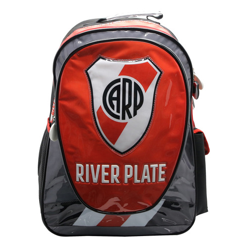 Mochila Escolar Cresko Boca Juniors River Plate 18p Espalda Color Negro y Rojo