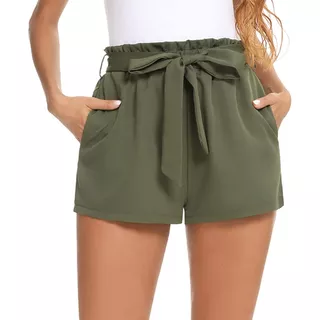 Pack3 Short Casual Mujer Liso Tiro Alto Con Pretina Elástica