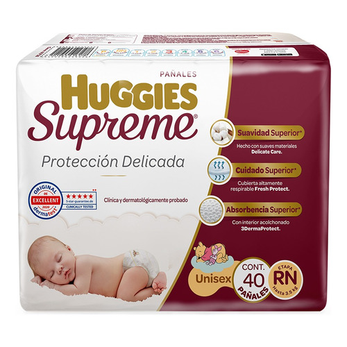 2 Pack Pañal Supreme Huggies Recien Nacido 38 Pza Género Sin género Talla Recién nacido (RN)