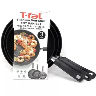 Juego De 3 Sartenes T-fal Antiadherente Color Negro