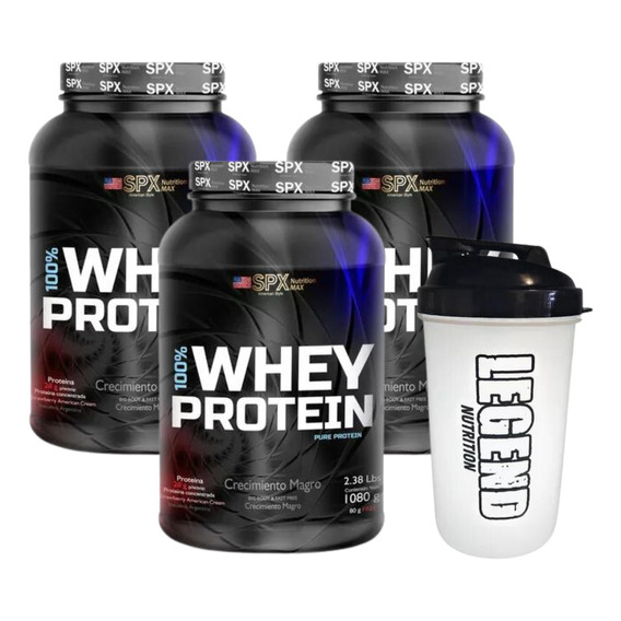 3 Whey Protein 100% 1080g C/u Spx Strawberry Vaso Legend