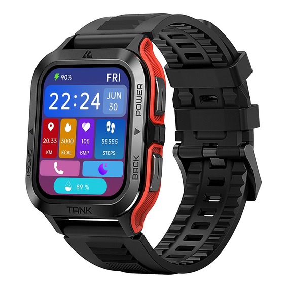 Smartwatch Kospet Tank M2 Rojo 1,85 Hd Llam Bt, Musica Ip69k Color de la caja Rojo y Negro