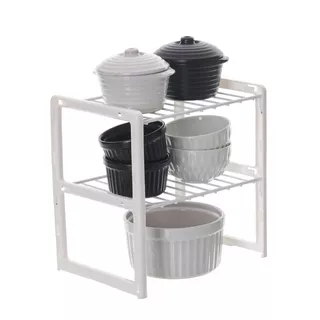 Organizador Rack Para Armário 3 Níveis 24cm Cozinha Despensa Cor Branco