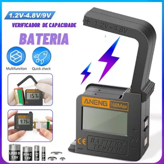 Medidor Teste Digital Aneng Pilha/bateria Aa/aaa/9v Aneng , Cor Black