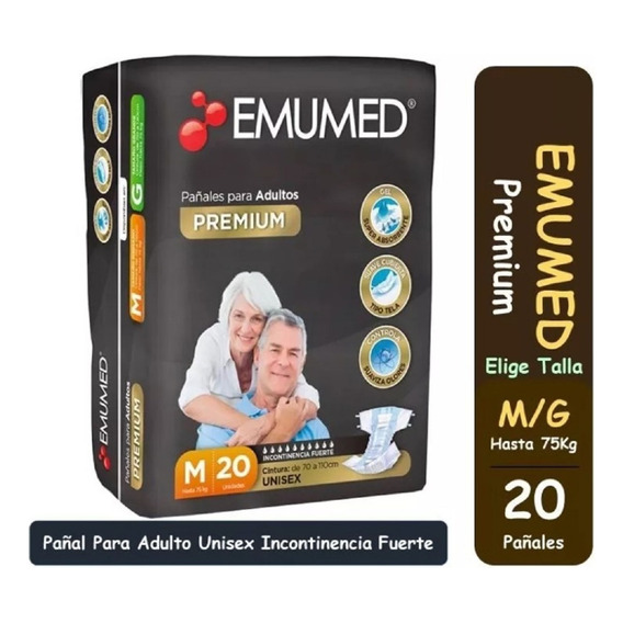 Pañales Para Adultos Emumed Premium Mediano X 20 unidades