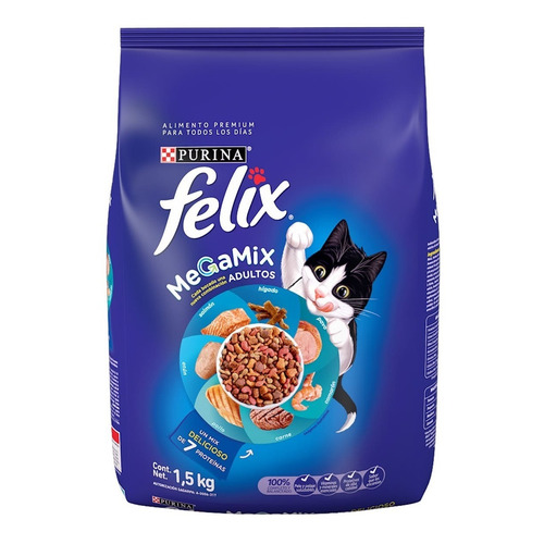 Alimento Felix Megamix para gato adulto sabor mix en bolsa de 1.5kg