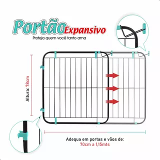 Portão Grade Expansivo Criança Ou Pet De 70 A 115 Cm Cor Preto Pet Útil