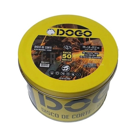 Pack 50 Discos De Corte Recto Dogo Acero 115 X 1,6 X 22,2 Mm