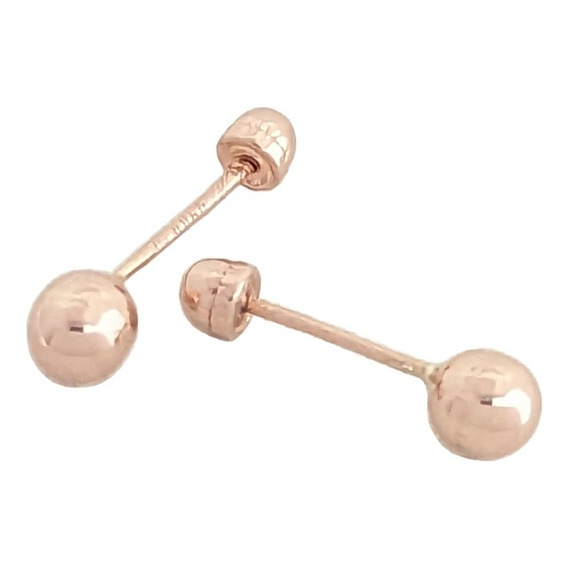 Arete Broquel Dormilona Bola 3 Mm Para Bebe Oro Rosa 10k