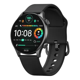 Smartwatch Haylou Ls16 Tactical 1.43  Caja 45mm De  Abs  Negra, Malla  Negra De  Silicona Y Bisel  Negro De  Metal Rt3