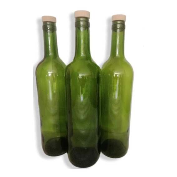 24 Botellas Verde Vidrio 750ml Corcho
