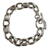 Pulsera De Plata De Eslabones Grandes Con Broche De T