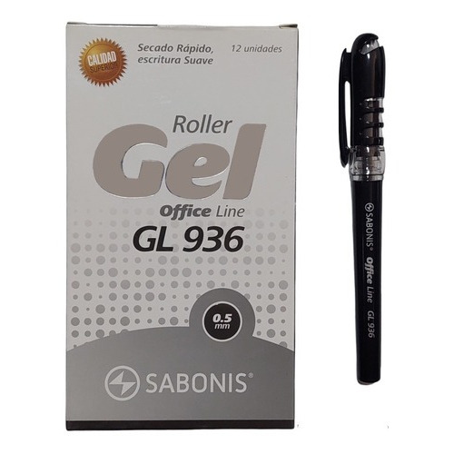 12 Roller Gel Sabonis Gl-936 Color de la tinta Negra Color del exterior Negro