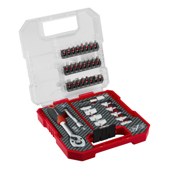 Set Kit Puntas Tubos Con Criquet Einhell Juego 37 Pzas Kwb 1/4  Con Estuche