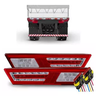 Par Lanterna Traseira Carreta Modulus Led Sequencial Chicote