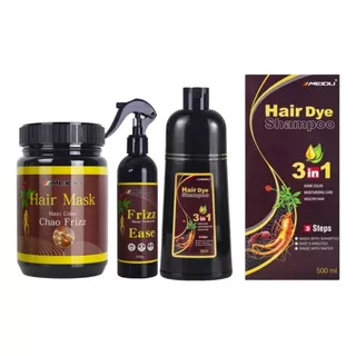 Kit Champú Tinte Hair Dye Crema Hidratante Protector Térmico